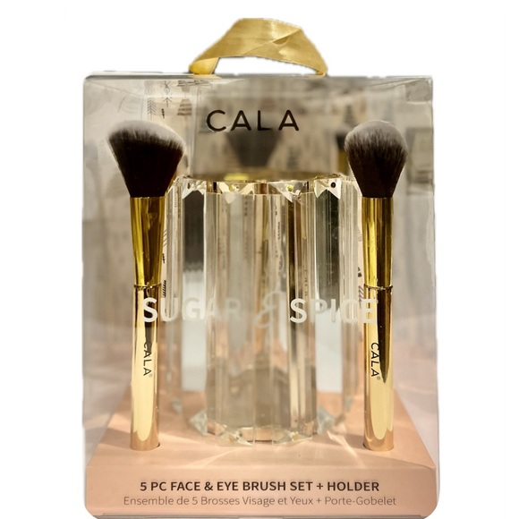 Cala Sugar & Spice 5 Piece Face & Eye Brush Set + Holder - Picture 1 of 6